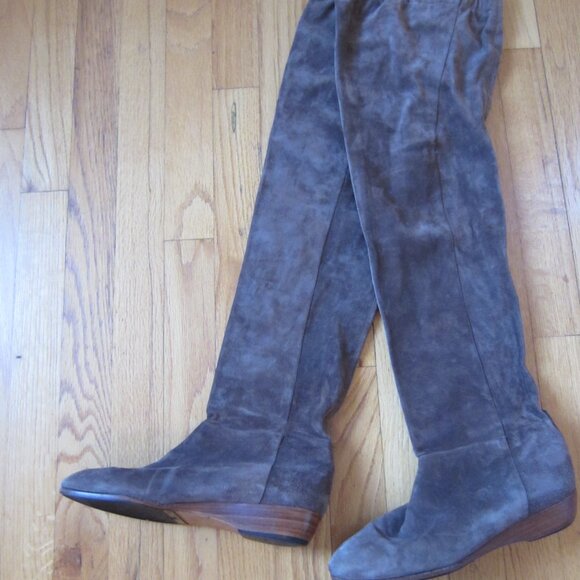 Vintage Guido Pasquali Milano Brown Suede Leather Over Knee boots size 8 - Picture 1 of 10